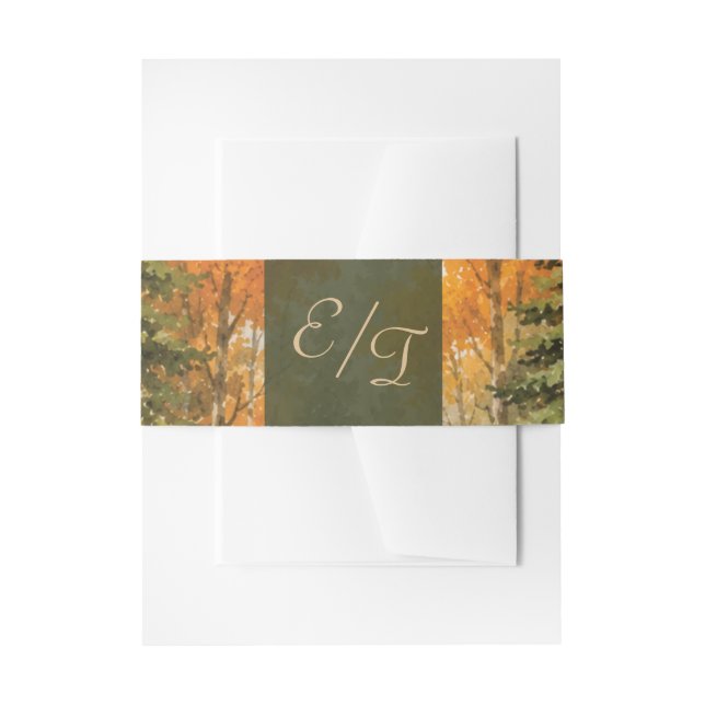 Rustic Fall Forest Initials  Invitation Belly Band (Front Example)