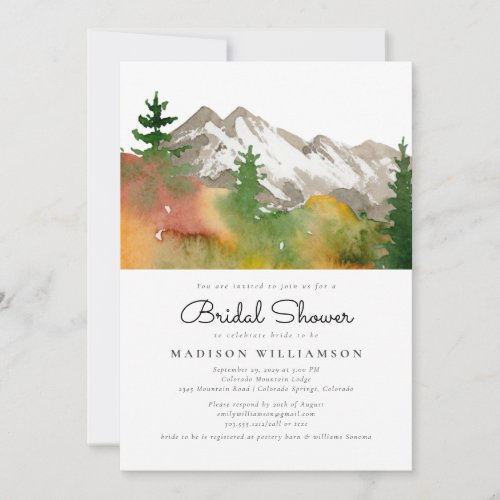 Rustic Fall Forest Mountain Boho Bridal Shower  In Invitation