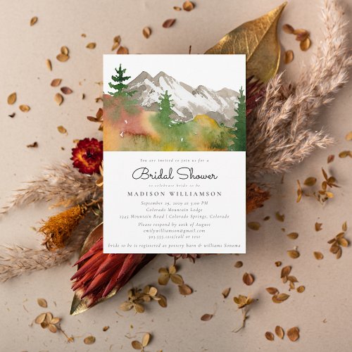 Rustic Fall Forest Mountain Boho Bridal Shower  Invitation