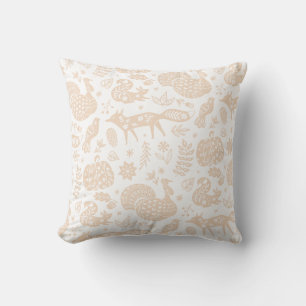 Rustic Fall Fox & Turkey Folk Art Throw Pillow