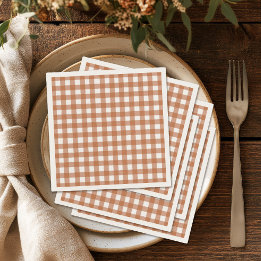 Rustic Fall Gingham Dinner Party Napkins