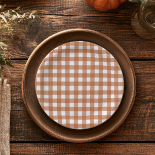Rustic Fall Gingham Dinner Party Paper Plates