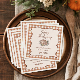 Rustic Fall Gingham Thanksgiving Dinner Napkins