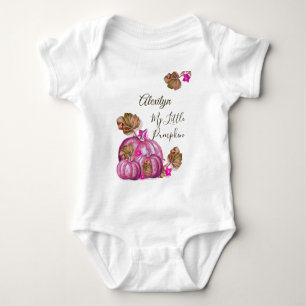 Rustic Fall Girl  Baby Shower Autumn Pink Pumpkin Bodysuit