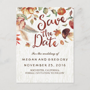Rustic Fall Harvest Pumpkin Save the Date Announcement Postcard