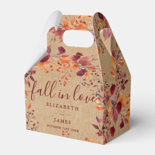 Rustic Fall In Love Autumn Fall Floral Wedding Favor Boxes