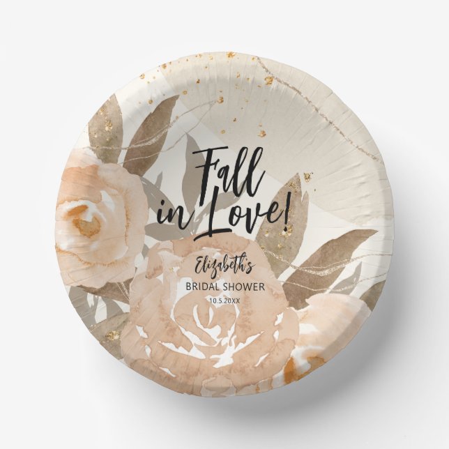Rustic Fall in Love Autumn Flowers Paper Bowls (Front)