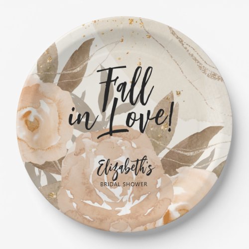 Rustic Fall in Love Autumn Flowers Paper Plates