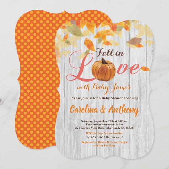 Rustic fall in love baby shower invitation. Wood Invitation (Front/Back)