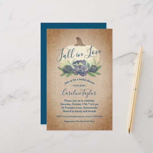 Rustic Fall in Love Blue Floral Bridal Shower