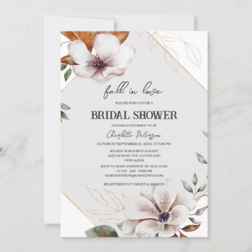 Rustic Fall In Love Boho Bridal Shower  Invitation