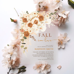 Rustic Fall in Love Bridal Shower Autumn Boho Acrylic Invitations