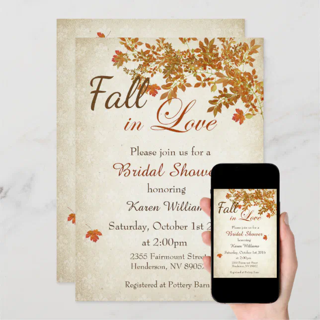 Rustic Fall In Love Bridal Shower Invitation Zazzle