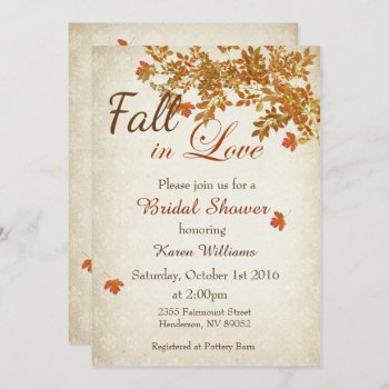Rustic Fall In Love Bridal Shower Invitation by SugSpc_Invitations at Zazzle