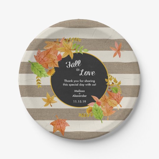Rustic Fall In Love Bridal Shower Or Wedding Decor Paper Plate