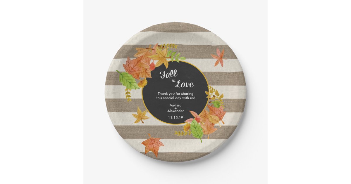 Rustic Fall in Love Bridal Shower or wedding decor Paper Plate