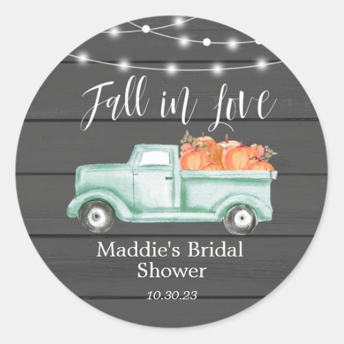 Rustic Fall in Love Bridal Shower Stickers 
