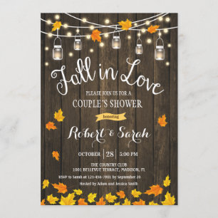Rustic Fall In Love Couple's Shower Invitation