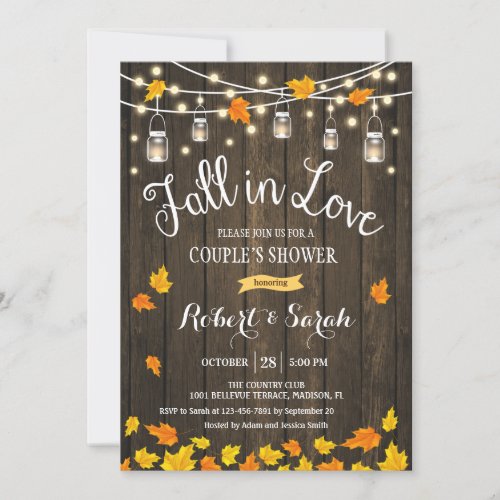 Rustic Fall In Love Couples Shower Invitation