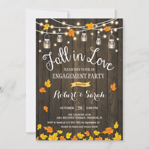 Rustic Fall In Love Engagement Party Invitation