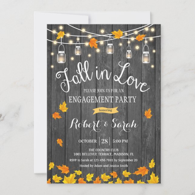 Rustic Fall In Love Engagement Party Invitation (Front)