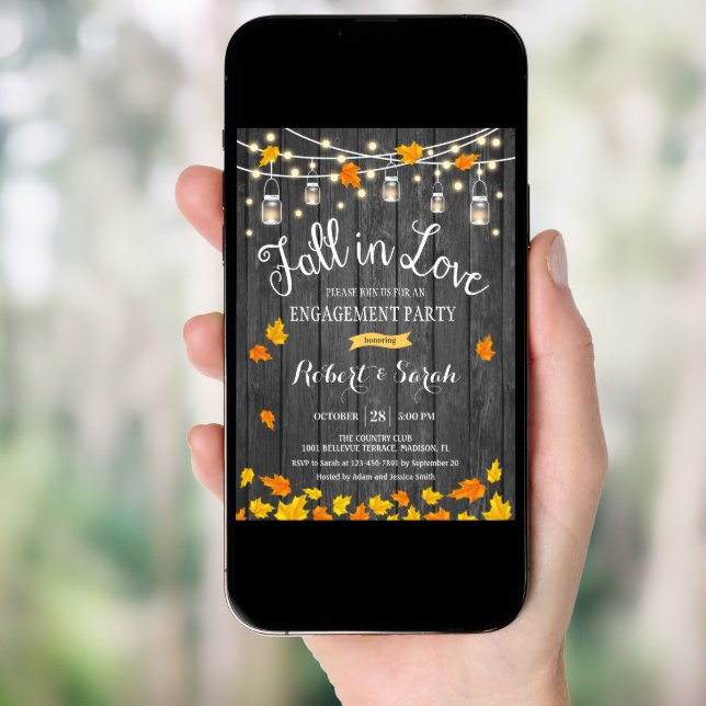 Rustic Fall In Love Engagement Party Invitation (Front Digital)