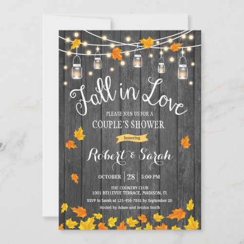 Rustic Fall In Love Engagement Party Invitation
