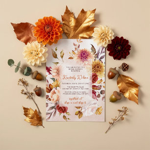 Rustic Fall in Love Fall Floral Bridal Shower Invitation