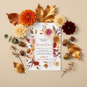 Rustic Fall in Love Fall Floral Bridal Shower Invitation