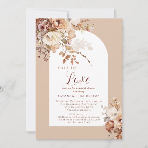 Rustic Fall In Love Floral Bridal Shower Invitation