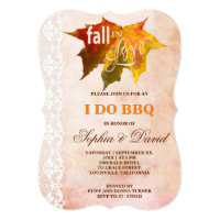 Rustic Fall in Love Lace I DO BBQ Invitation