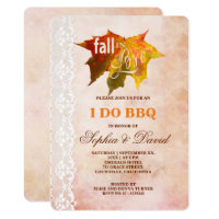 Rustic Fall in Love Lace I DO BBQ Invitation