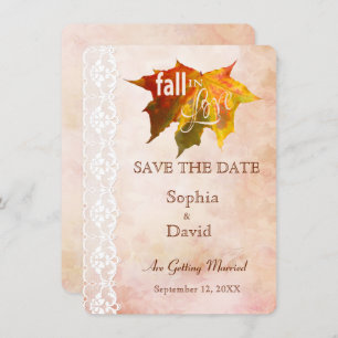 Rustic Fall in Love Lace Wedding SAVE THE DATE Invitation