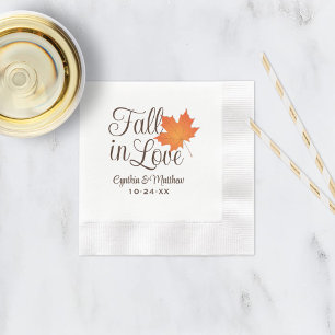 Rustic Fall in Love Maple Leaf Wedding Napkins