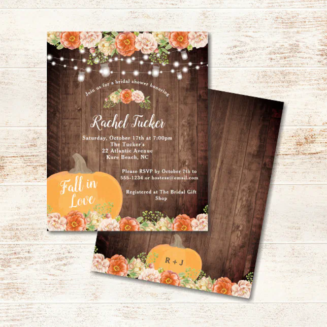 Rustic Fall in Love Mason Jar Lights Bridal Shower | Zazzle