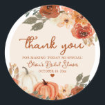 Rustic Fall in Love Pumpkin Autumn Bridal Shower Classic Round Sticker<br><div class="desc">Rustic Fall in Love Pumpkin Autumn Bridal Shower Classic Round Sticker</div>