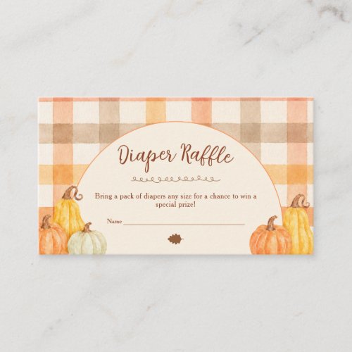 Rustic Fall In Love Pumpkin Baby Diaper Raffle Enclosure Card