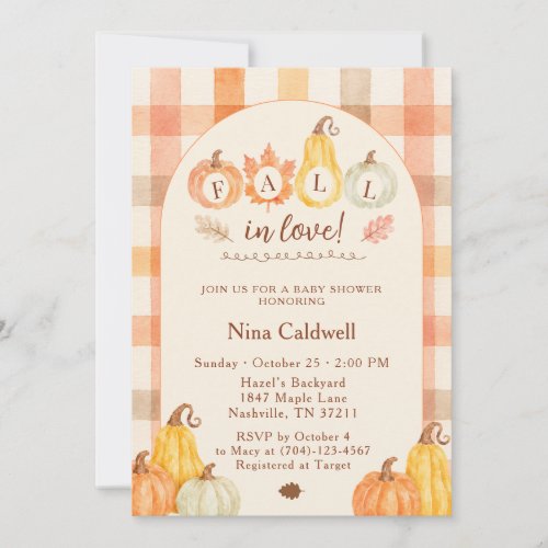 Rustic Fall In Love Pumpkin Baby Shower Invitation