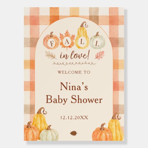 Rustic Fall In Love Pumpkin Baby Shower Welcome Foam Board
