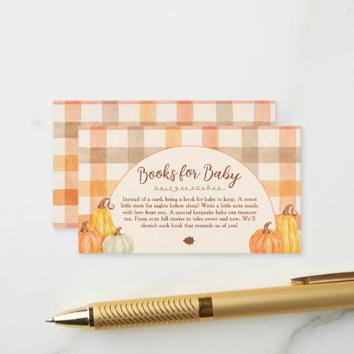 Rustic Fall In Love Pumpkin Books For Baby Enclosure Card