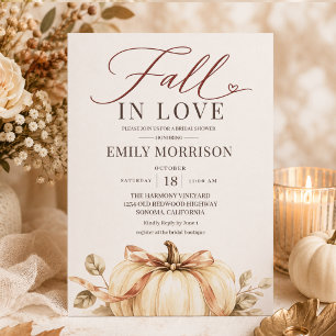 Rustic Fall in Love Pumpkin Bridal Shower Invitation