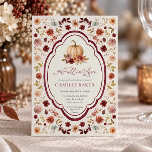 Rustic Fall in Love Pumpkin Bridal Shower Invitation