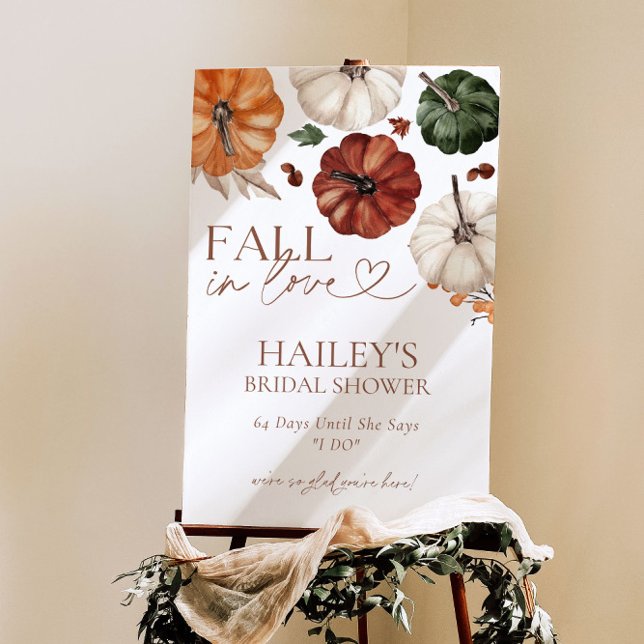 Rustic Fall In Love Pumpkin Bridal Shower Sign (Creator Uploaded)