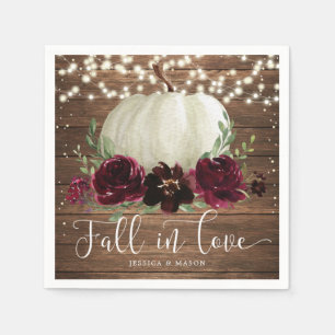 Rustic Fall In Love Pumpkin Wedding Napkins