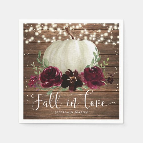 Rustic Fall In Love Pumpkin Wedding Napkins