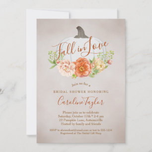 Rustic Fall in Love White Pumpkin Bridal Shower Invitation