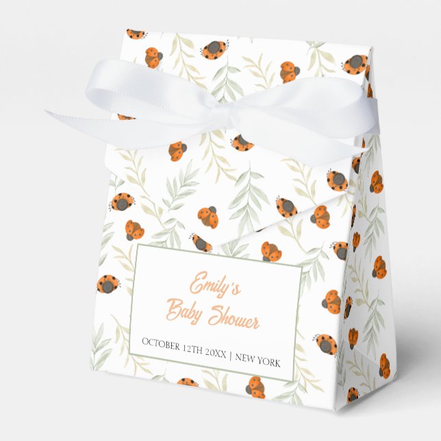Rustic Fall Ladybug Greenery Baby Shower  Favor Boxes (Front Side)
