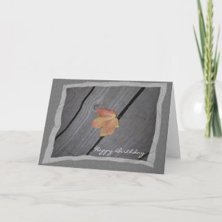 Rustic Fall Leaf Happy Birthday Card