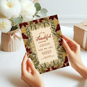 Rustic Fall Leaf Thanksgiving Celebration Invitation
