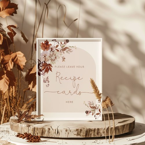 Rustic fall leave your recipe card here poster